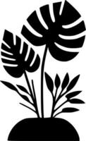pianta, nero e bianca vettore illustrazione