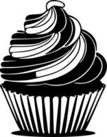 Cupcake - nero e bianca isolato icona - vettore illustrazione