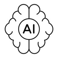 icona del design moderno del cervello artificiale vettore