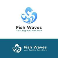 pesce onda logo vettore disegno, pesce azienda agricola logo, fresco pesce