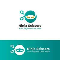 forbice forma ninja logo vettore design nel blu