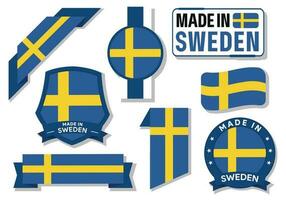 collezione di fatto nel Svezia badge etichette Svezia bandiere nel nastro vettore illustrazione gratuito vettore
