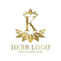 lettera K erbaceo le foglie iniziale vettore logo design