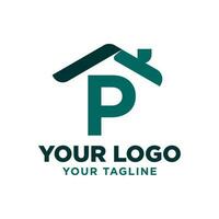 lettera p tetto vettore logo design