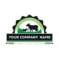 mucca azienda agricola animale logo design.segno modello. vettore