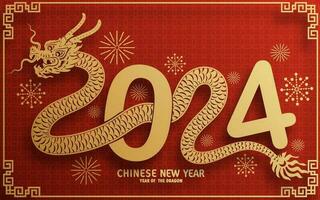 contento Cinese nuovo anno 2024 anno di il Cinese Drago zodiaco vettore
