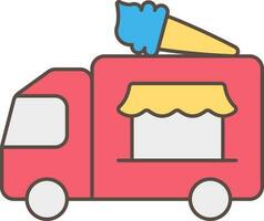 colorato ghiaccio crema cibo camion icona nel piatto stile. vettore