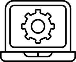 il computer portatile ambientazione icona o simbolo nel linea arte. vettore