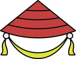rosso e giallo conico cappello icona o simbolo. vettore