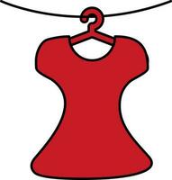 isolato femmina vestito sospeso corda icona nel rosso colore. vettore