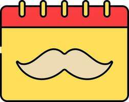 baffi simbolo calendario rosso e giallo icona. vettore