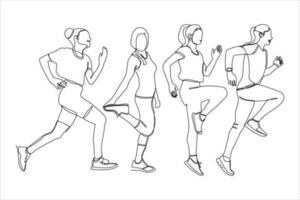 continuo linea arte vettore illustrazione di donna fare gli sport