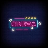 vettore del testo di stile delle insegne al neon del cinema