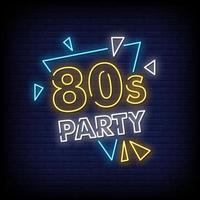 80s party neon insegne stile testo vettoriale