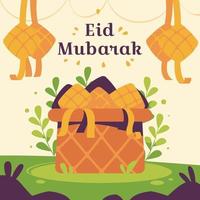 eid mubarak ketupat concetto vettore