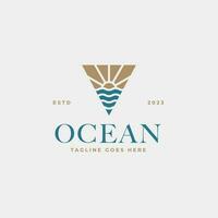 creativo minimalista spiaggia oceano distintivo logo design concetto vettore illustrazione idea