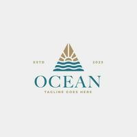 creativo minimalista spiaggia oceano distintivo logo design concetto vettore illustrazione idea