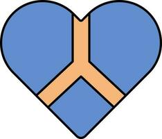 cuore pace icona nel blu e arancia colore. vettore