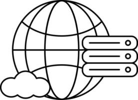 globale server icona nel magro linea arte. vettore