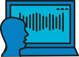 blu colore umano voce registrazione nel il computer portatile icona. vettore