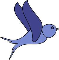 cartone animato personaggio di volare ingoiare blu icona. vettore