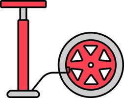 pompaggio aria nel pneumatico icona nel rosso e grigio colore. vettore