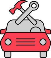 auto servizio o riparazione grigio e rosso icona. vettore