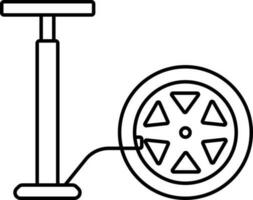 pompaggio aria nel pneumatico linea arte icona. vettore