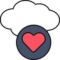 colorato nube con cuore icona o simbolo. vettore