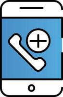 blu e bianca colore medico o emergenza chiamata nel smartphone icona. vettore