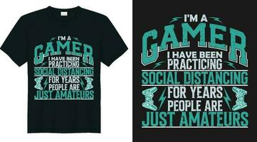 io sono un' gamer video gioco t camicia design vettore