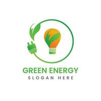 verde energia logo con blub design vettore modello.