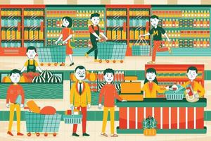 illustrazione vettoriale supermercato in stile design piatto