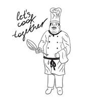 ristorante attività commerciale illustrazione concetto. vettore illustrazione di un' cartone animato personaggio capocuoco Tenere un' frittura pan.mano disegnato cucinare isolato su bianca sfondo