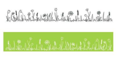 telaio di selvaggio fiori e erba nel scarabocchio stile.vector illustrazione. vettore