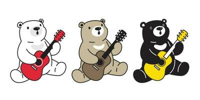 orso vettore polare orso chitarra basso ukulele musica cartone animato personaggio icona logo illustrazione