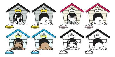 cane vettore francese bulldog Casa ciotola cibo osso icona logo cartone animato personaggio illustrazione simbolo