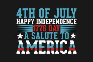 4 ° di luglio contento indipendenza 1776 giorno un' saluto per America vettore