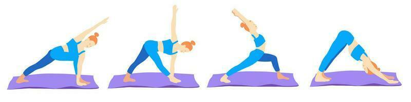 yoga posa nel cartone animato piatto stile vettore