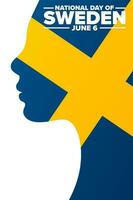 nazionale giorno di Svezia. giugno 6. vacanza concetto. modello per sfondo, striscione, carta, manifesto con testo iscrizione. vettore eps10 illustrazione.