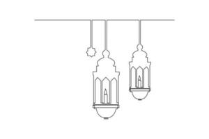 singolo una linea disegno islamico appendiabiti. islamico nuovo anno concetto. continuo linea disegno illustrazione vettore