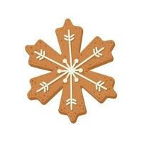Natale biscotti nel il modulo di un' fiocco di neve con bianca glassatura. vettore Natale illustrazione.