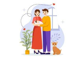 famiglia valori vettore illustrazione di madre, padre e bambini di lato con ogni altro nel amore e felicità piatto cartone animato mano disegnato modelli