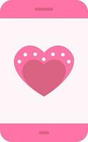 piatto cuore simbolo dentro smartphone icona nel rosa colore. vettore