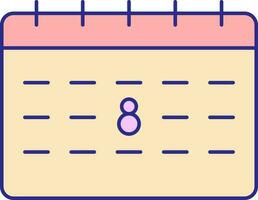 8 ° Data calendario icona nel rosa e giallo colore. vettore