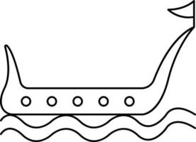 nero linea arte di serpente barca icona o simbolo. vettore