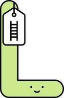 cartoni animati alfabeto con scala parole etichetta verde icona. vettore