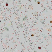 piccoli fiori con coccinelle seamless pattern illustrazione vettoriale