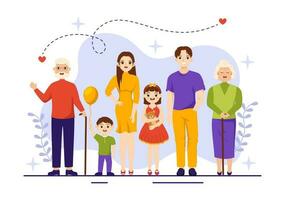 famiglia valori vettore illustrazione di madre, padre e bambini di lato con ogni altro nel amore e felicità piatto cartone animato mano disegnato modelli