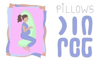 cuscino per le donne incinte tipi di cuscini per dormire illustrazione vettoriale concetto di gravidanza